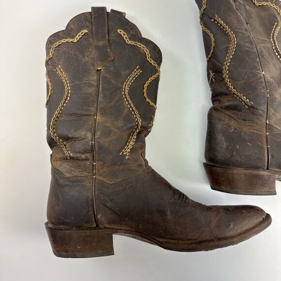 Dan Post Albany Boot Western Cowboy Brown Leather Bucklace Pull One Mens 9 EWide - Picture 7 of 16